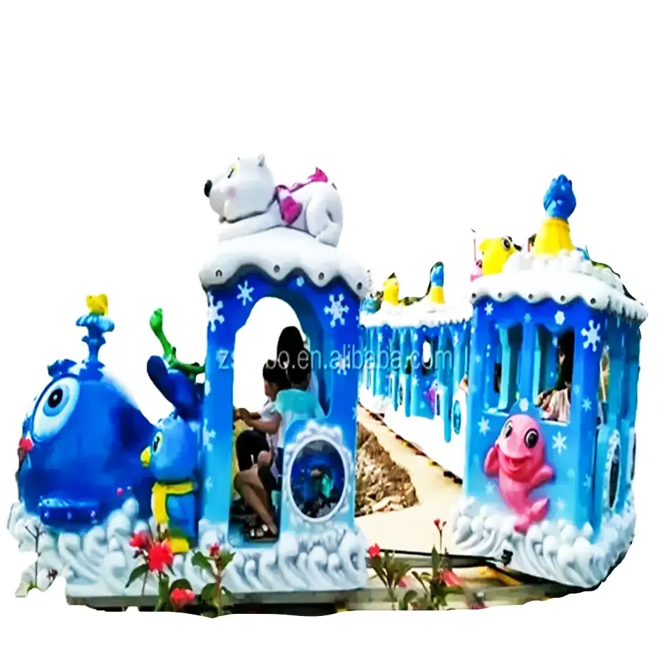 Train kiddie amusement park supplies mini colorful trackless rail rides electric tourist indoor outdoor playground track train