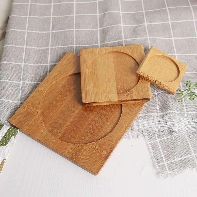 Home Kitchen Bamboo Square Coasters Mat for Instant Hot Pot Dishes Bowl Teapot Pads Hot Pot Holders Heat Resistant