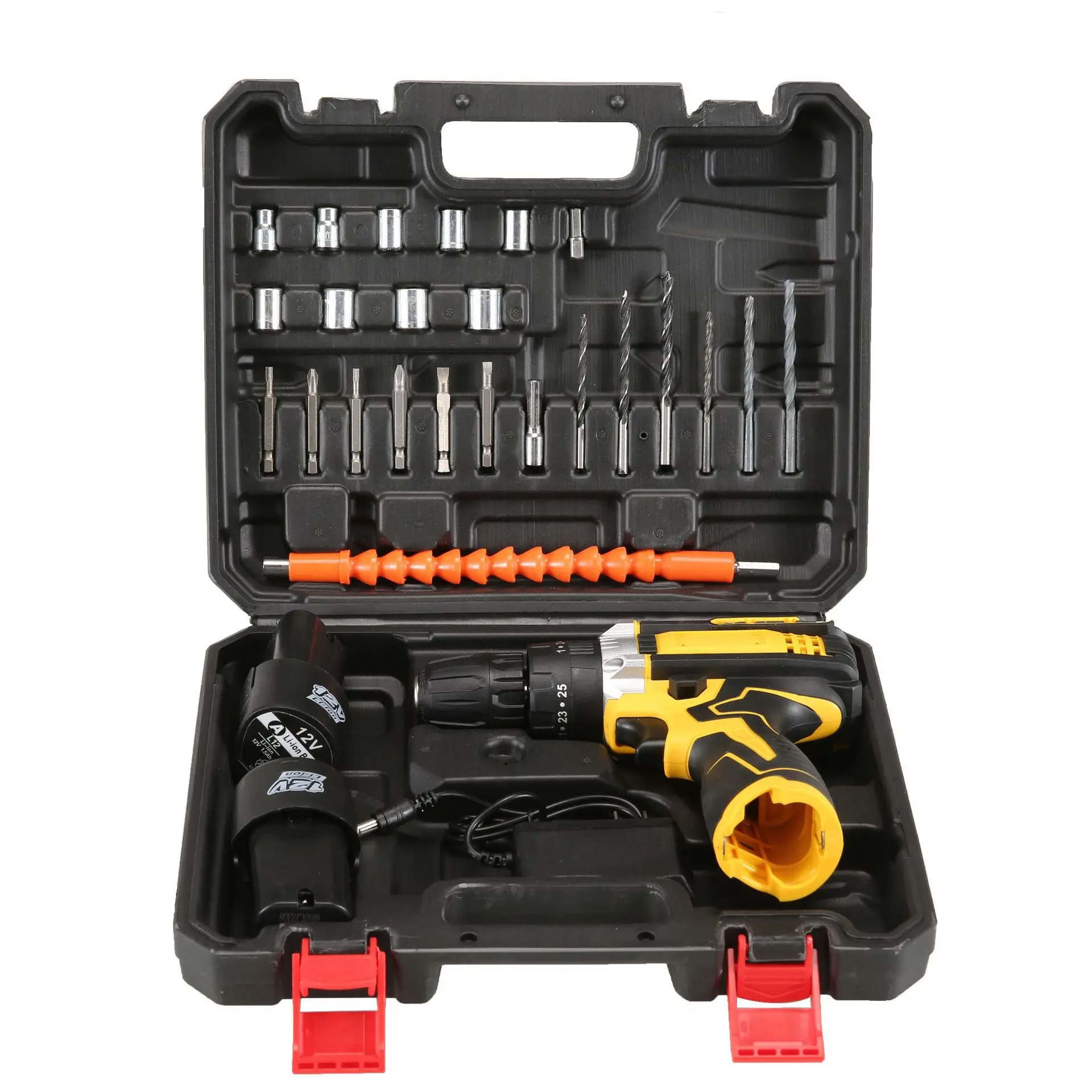 12v/21v Power Tool Kits 10mm Rechargeable Battery Screwdriver Multifunction Lithium Electric Impact Cordless Drill Set Tool Box