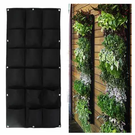 
nonwoven fabric wall hanging pockets green plant vertical garden felt growing bag  (62274765951)