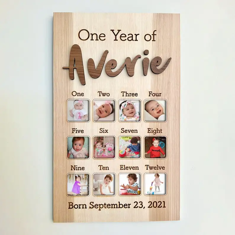 Baby Growth Record 12 Months Photo Frame Souvenir Growing Memory Gifts First Year Photo Board