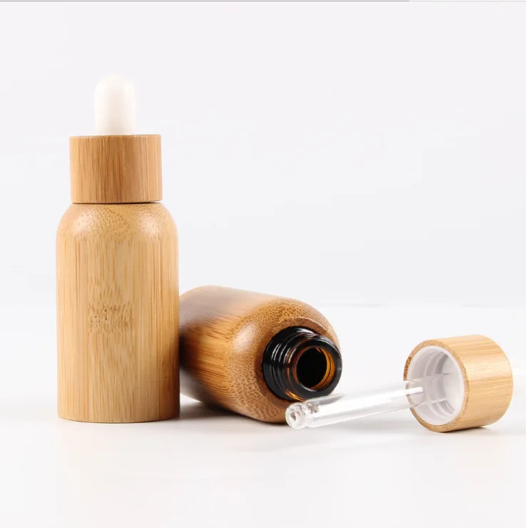 10ml 30ml 50ml Empty Eco-friendly Bamboo Essential Oils Bottle Glass Dropper Bottle with Natural Bamboo Wood Shell