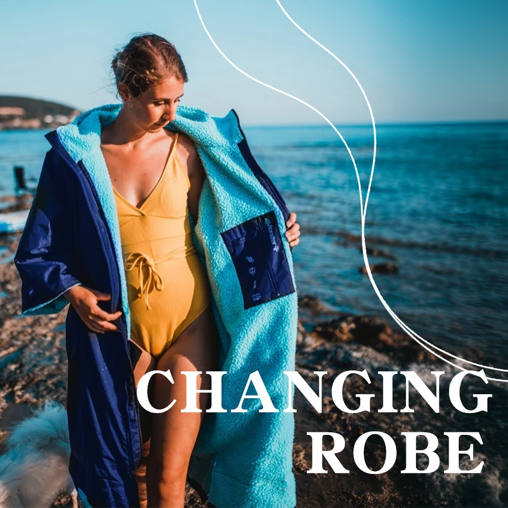 4Monster Swim Parka with Hood,Quick-dry Wetsuit Changing Robe Waterproof,Warm Coat Surf Poncho for Water Sport, Beach&Pool