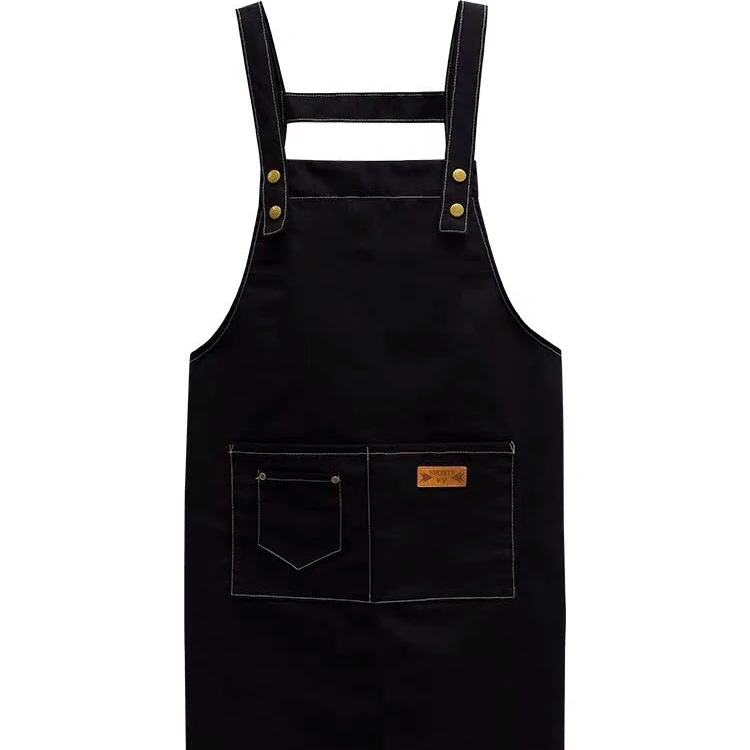 
Funny manufacturer good stitching cotton canvas bib kitchen cooking apron with pocket 