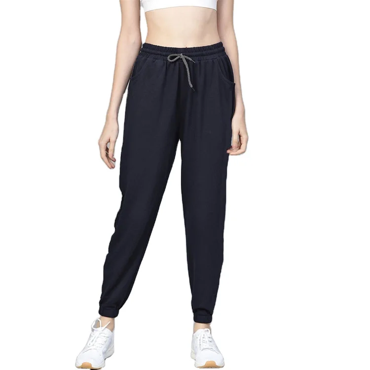 Fashionable Custom Solid Color Knitted Training Pants Lightweight Quick Dry Stylish Side Strips Jogger Pants Women