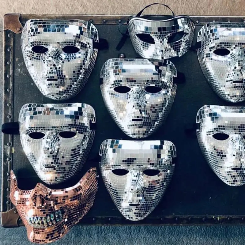 Hot Sale Mirror Ball Disco Mask Bar Prom Glitter Face Mask Party Supplies