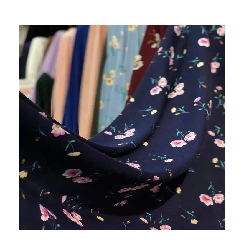 Cheap price floral patterns 45*45s rayon print fabric viscose challis normal print fabric woven plain fabric for women garments