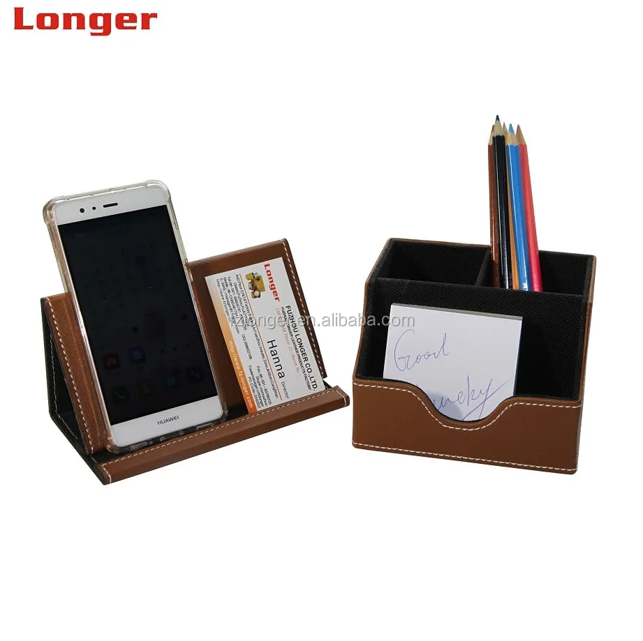 LG891 Manufacture Handmade High Quality Office PU Leather Stationery Gift Set Office Desktop Organizer Set