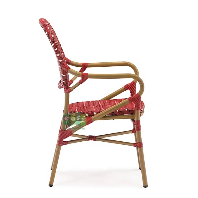 (E3011A) Commercial french bistro dining outdoor arm chair rattan for cafe