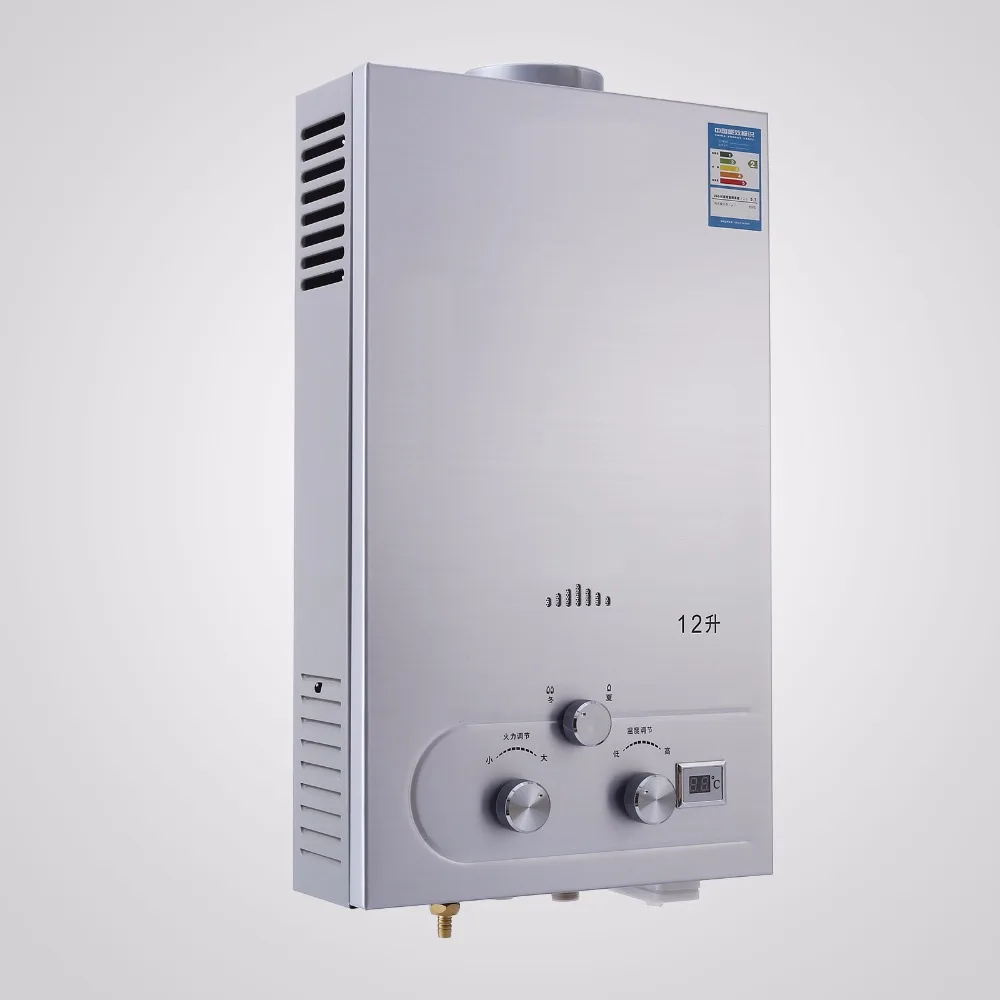 12L CNG Gas Hot Water Heater Propane Tankless Instant Boiler Stainless Steel CE