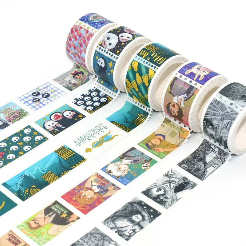 Custom CMYK Colorful  Waterproof Adhesive Stamp Masking Washi Tape