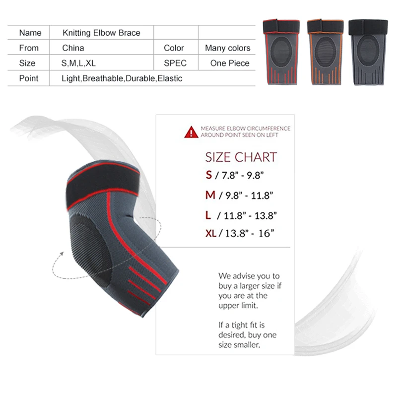 MKAS Sport Protection Tennis Elastic Baseball Elbow Pads Wraps Weightlifting Support Man Brace Customize Elbow Brace