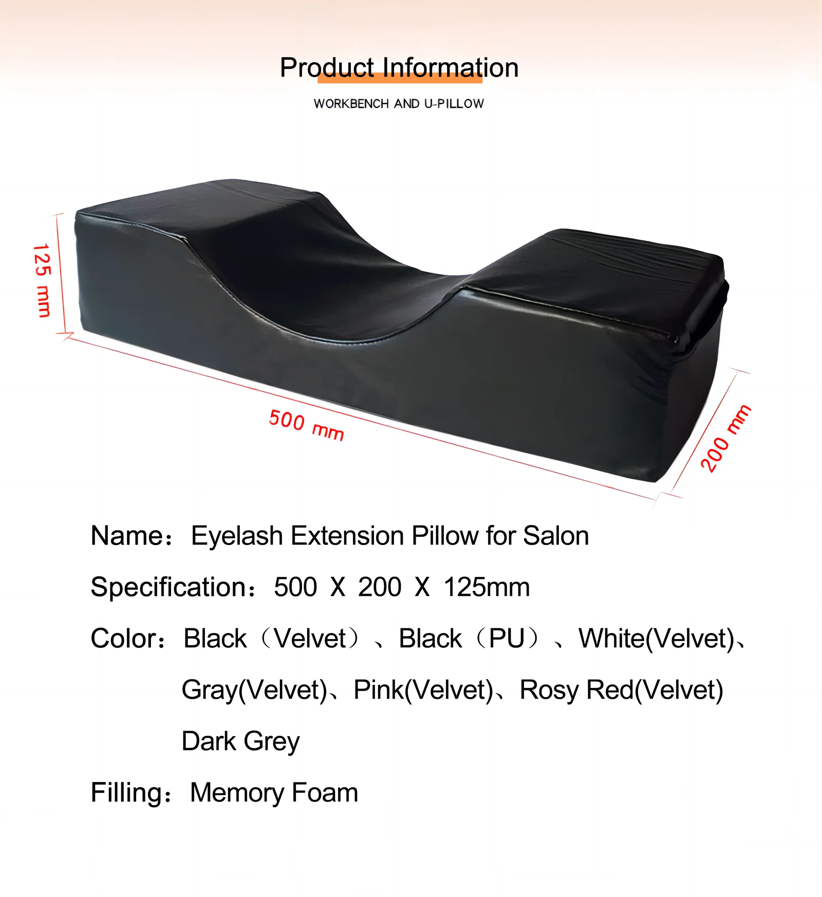 New Headrest Cosmetic Adjustable Neck Head Positioning Eyelash Extension Lash Pillow Light Memory Foam Extension Lash Pillow