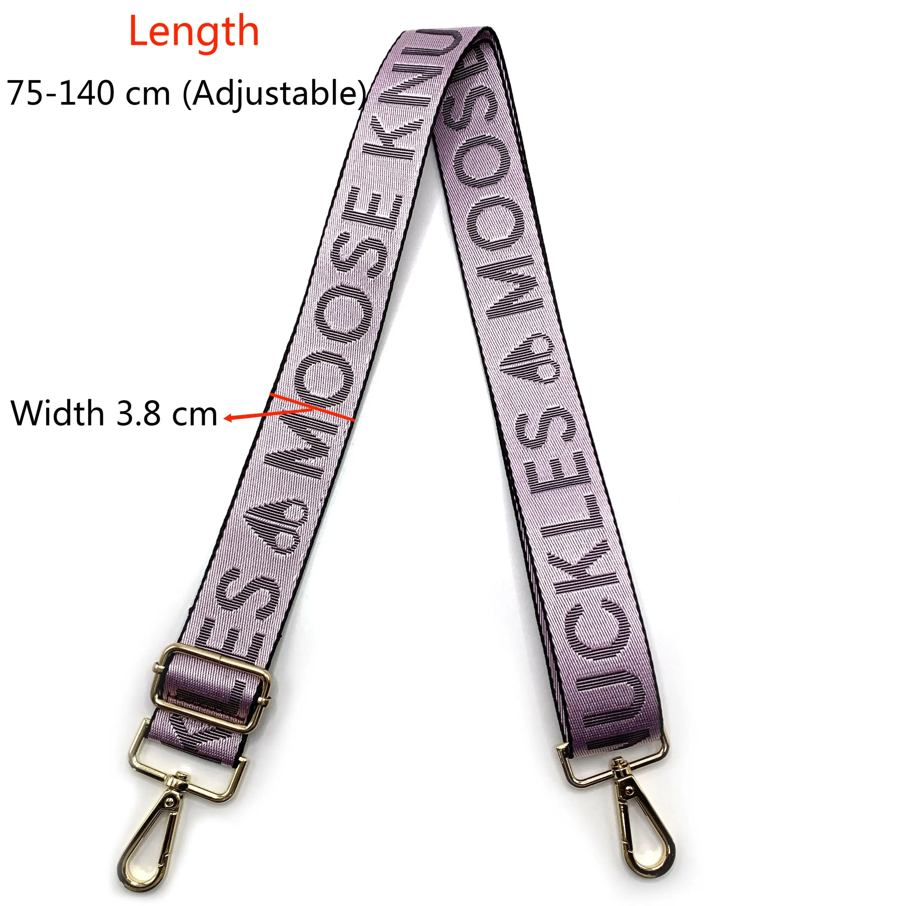 Custom Fashionable Adjustable Shoulder Harness 3.8 CM Crossbody Backpack Straps Lettered Jacquard Pattern Shoulder Straps