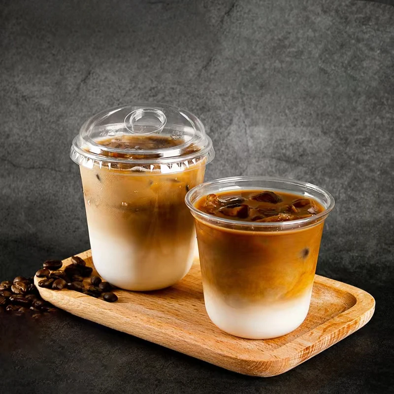custom clear 16oz 500ml 20 ounce bubble tea iced beer coffee icecream disposable plastic cup with dome lids and straws for party