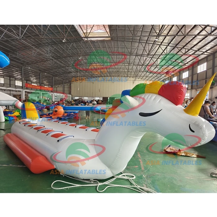 12 persons Inflatable UNICORN boat 97cm tube double lane unicorn banana boat for commercial