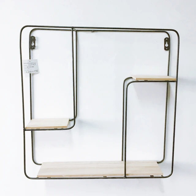 The most popular new wall rack wooden hanging iron shelf for home decor