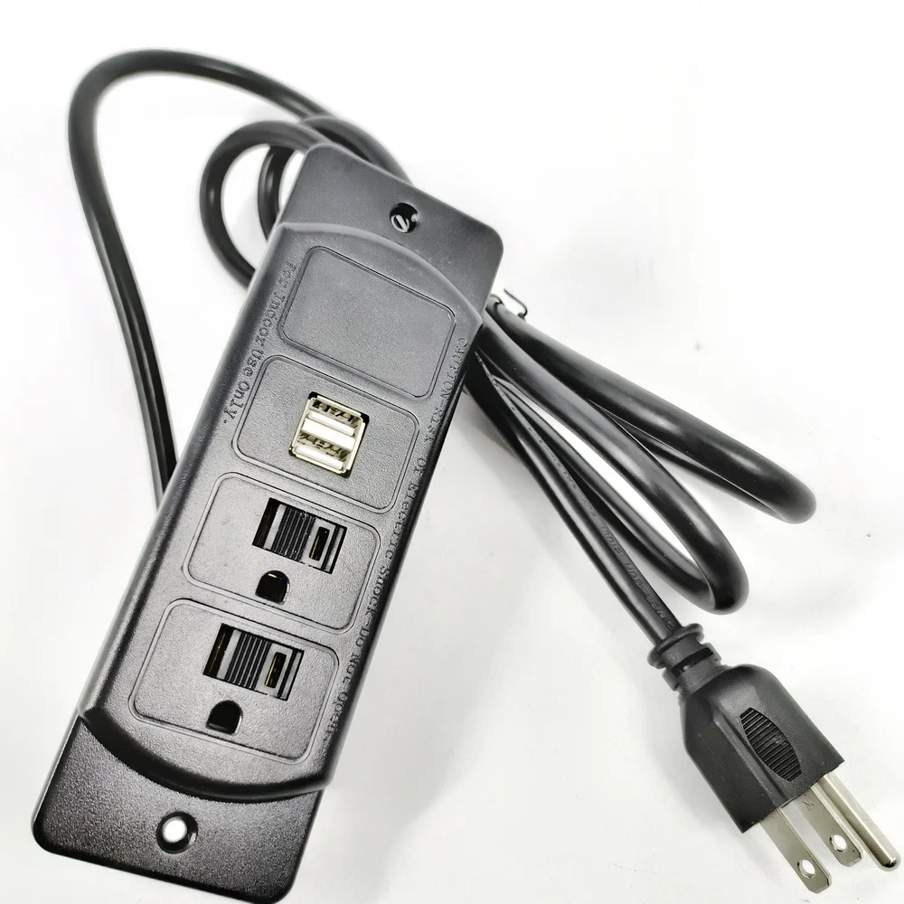 Office furniture desktop recessed built in table mounted usb electric socket with 2AC US power socket 2 usb charging port