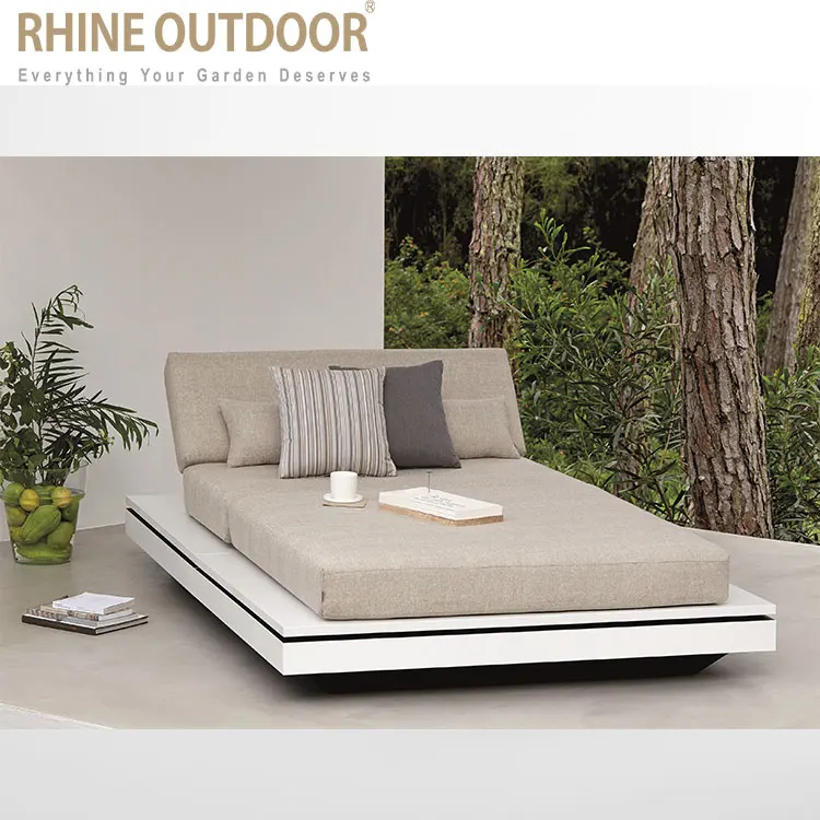 factory direct outdoor sun bed with cushion beach aluminum sun bed