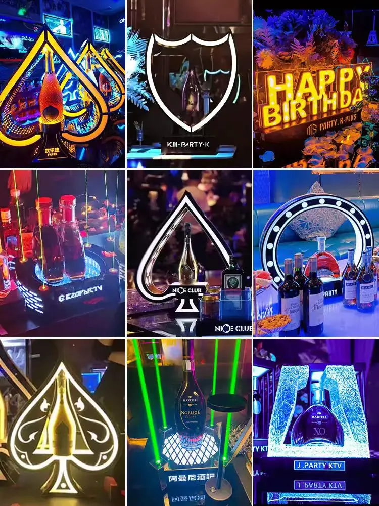 Factory rechargeable plastic acrylic night club bar lighted liquor beer wine whiskey bottle holder stand presenter led Glorifier