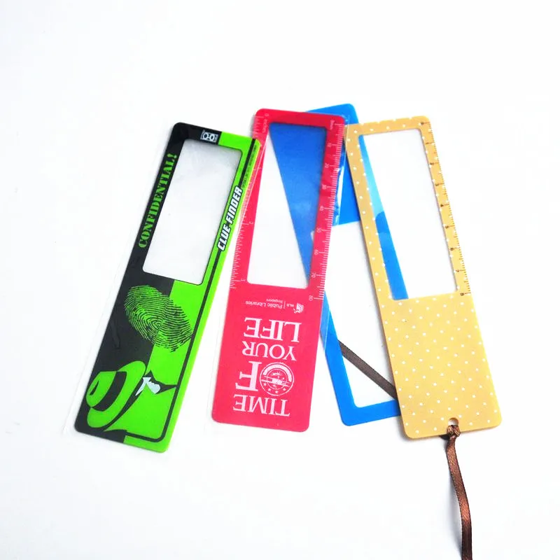 Promotional pvc flexible plastic bookmark magnifying glass ruler for reading