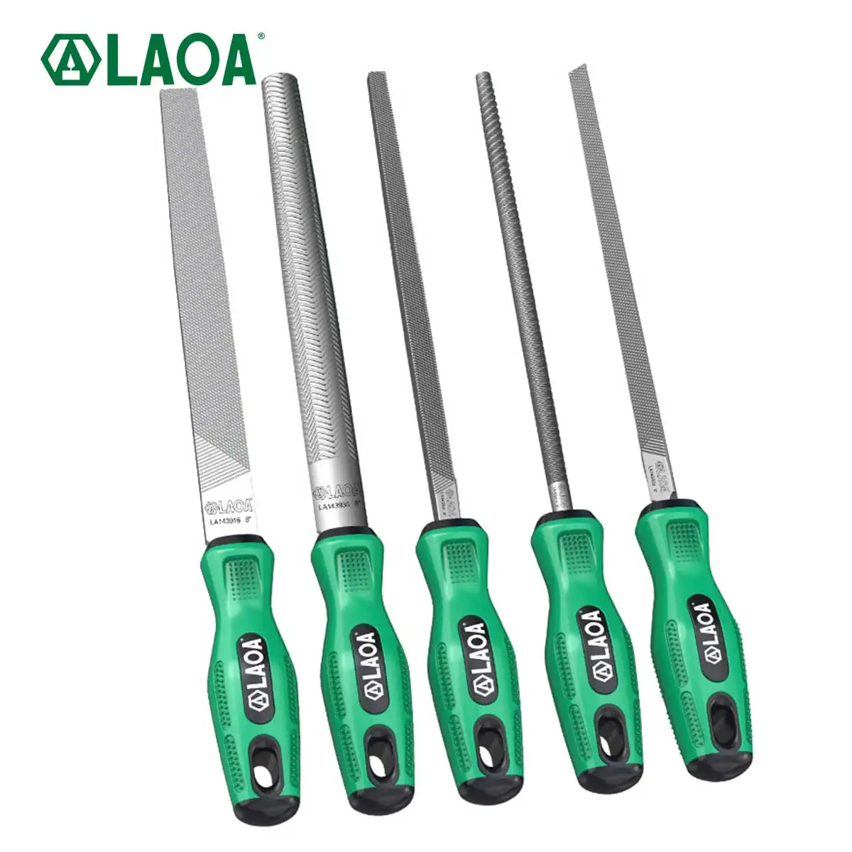 LAOA 8-inch Medium Tooth Steel Setter Half Round Triangle Flat File Square File Round File Metal Trimming & Grinding Tools