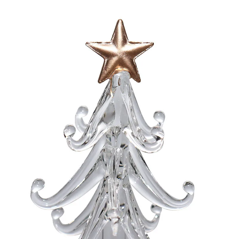 Factory custom H13cm transparent clear mini glass blowing Christmas tree with christmas ball for christmas