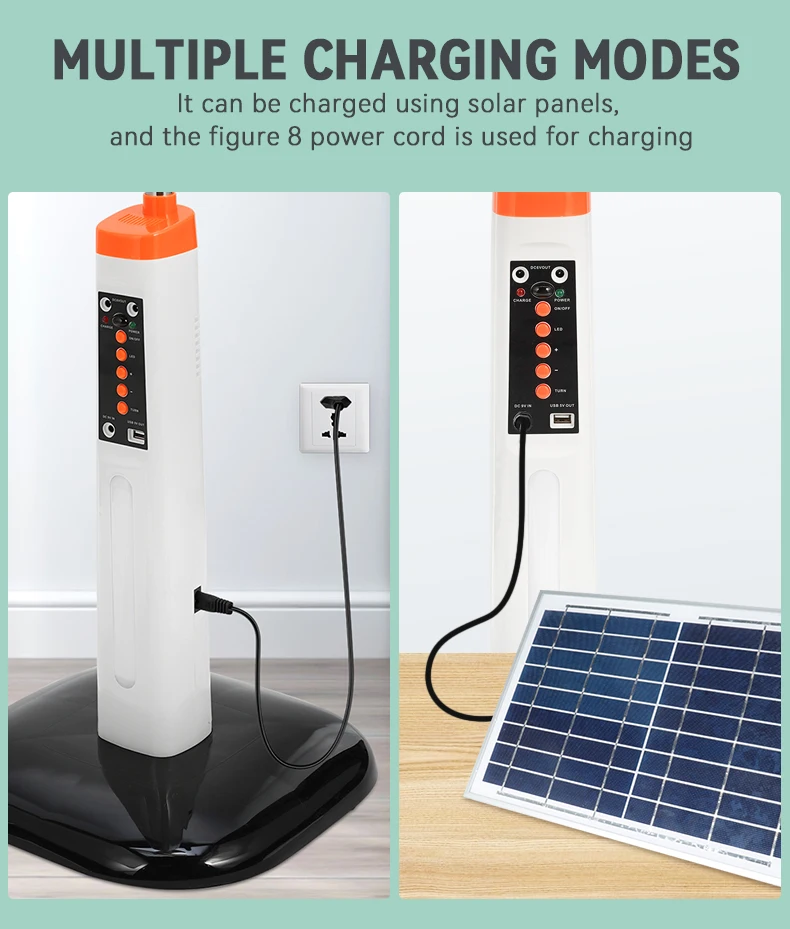 Manufacturer Solar Rechargeable  Floor Energy AC Dc Solar Powered Outdoor Rechargeable Fans