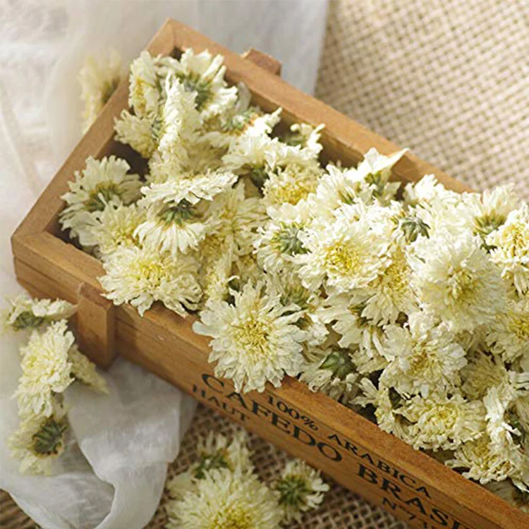 Organic Premium HuangShan White Tribute White Chrysanthemum Tea Herbal Flower Tea Loose Leaf
