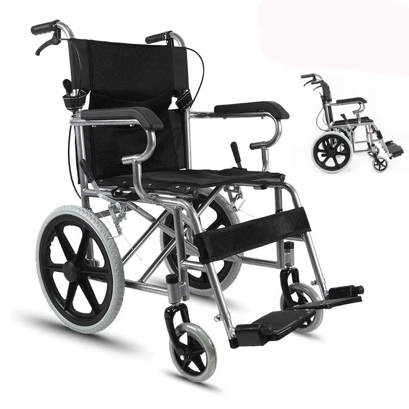 High Quality Customizable Handle Foldable Manual Wheelchair with 16 Inch Small Wheels Portable Rehabilitation Equipment
