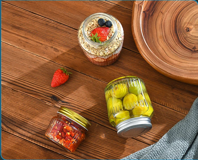 Airtight 180ml 280ml 380ml 500ml Ergo Honey Pot Glass Jar For Jam Butter Honey With Metal Lug Twist Lid