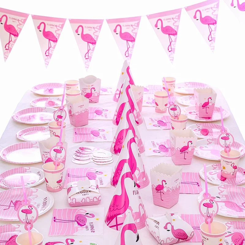 Hot-selling Factory Sale New Arrival Pink Flamingo Theme Birthday Party Decoration For Children