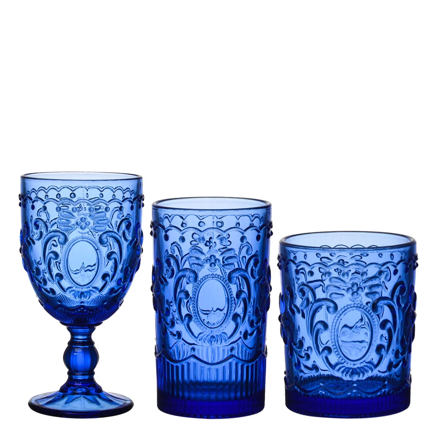 Factory Handmade Pressed Colored Wine Glass Set Engraved Magic Mirror Pattern Embossed Wine Glass Cup Custom Wine Glass