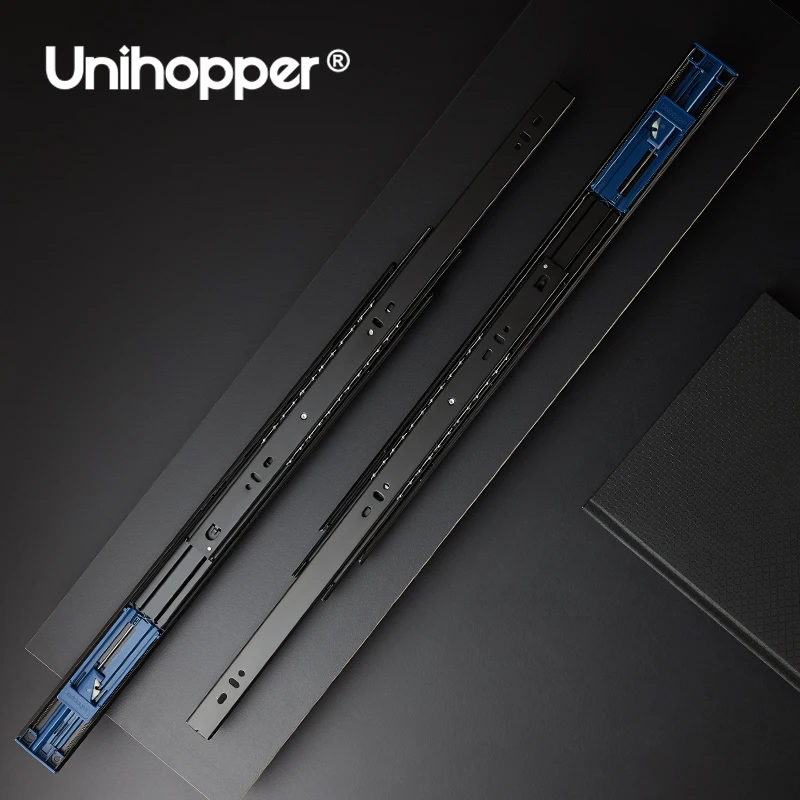 Unihopper 3 Fold Soft Close Telescopic Channel Ball Bearing Rail Auto Cabinet Hydraulic Drawer Slide
