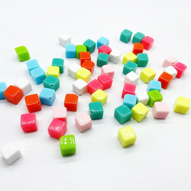 Factory Price Wholesale Macaron Colors Plastic Opaque Square Cube Beads Sold By Factory Directly For Jewelry Making