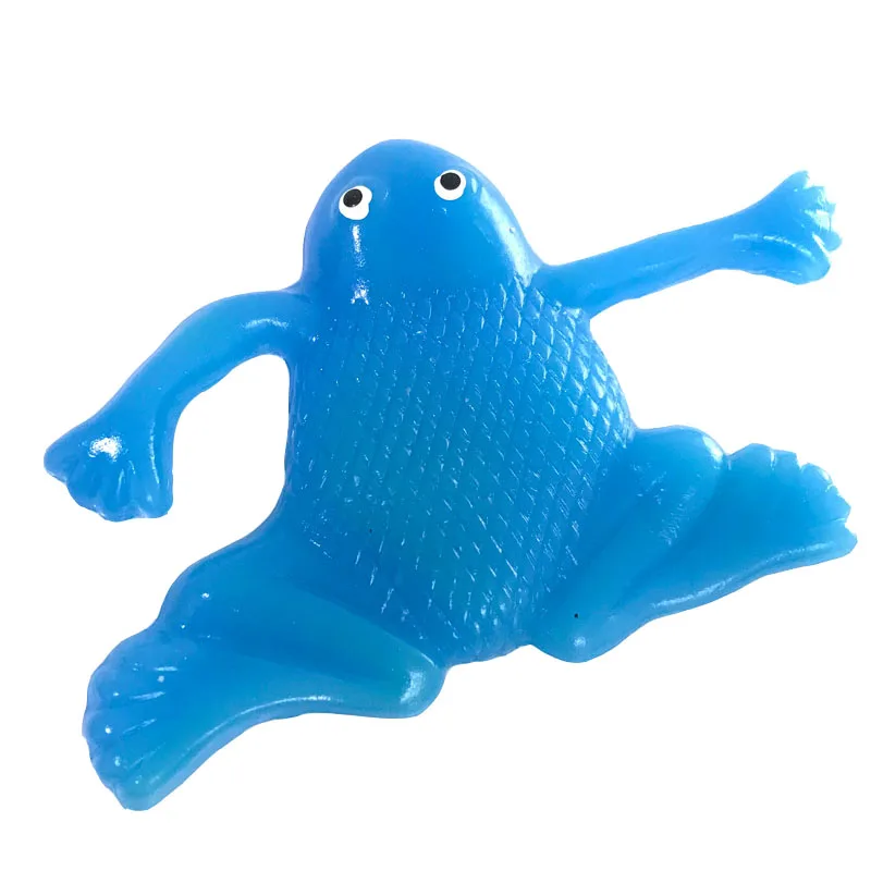 Kids fun toy TPR soft bright-colored toy of frog shape sticky animal toy for party