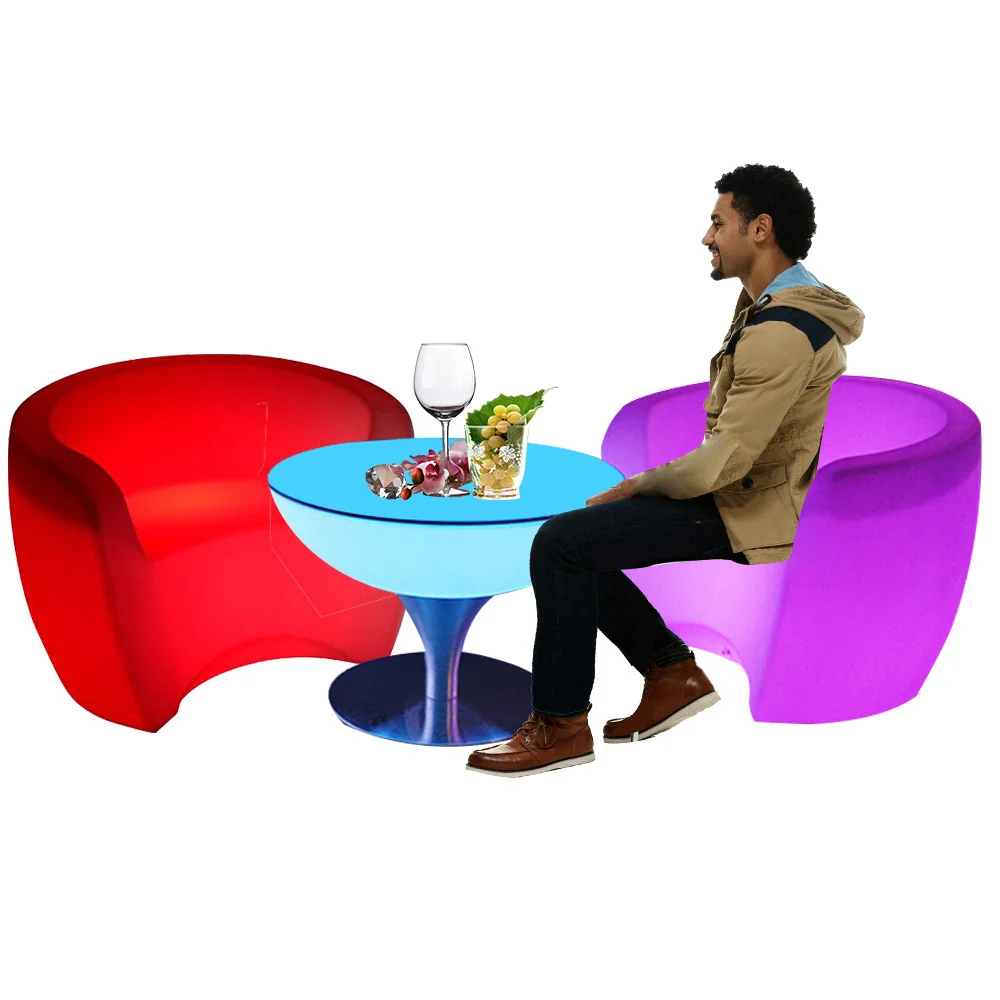 Glowing LED light up bar furniture LED bar table with ice bucket/outdoor garden led furniture tables chairs bar stool cube chair