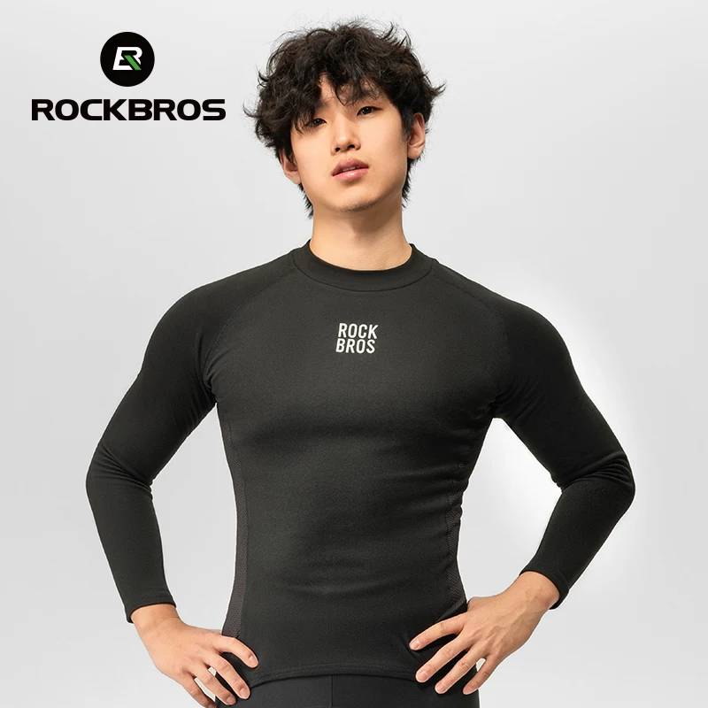 ROCKBROS Men Winter Heat Fleece Outdoor Sport Full Sleeve Bicycle Clothing Base Layer Thermal Fleece Warm Cycling Jersey