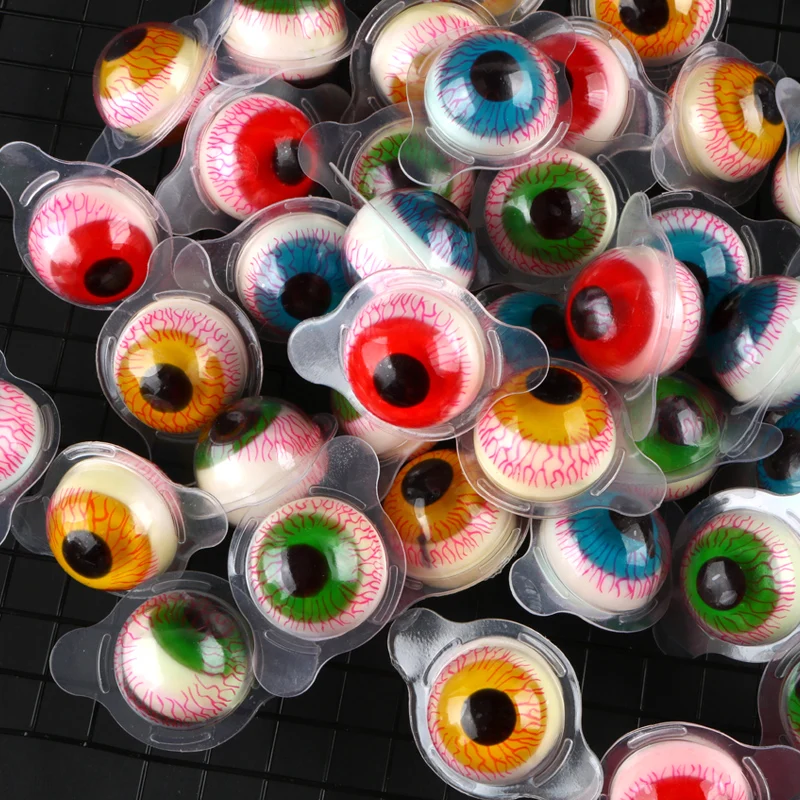 Halloween Holiday Candy Manufacturers Bulk Halal Soft Sweets Jelly Eyeball Eyes Gummy Candy