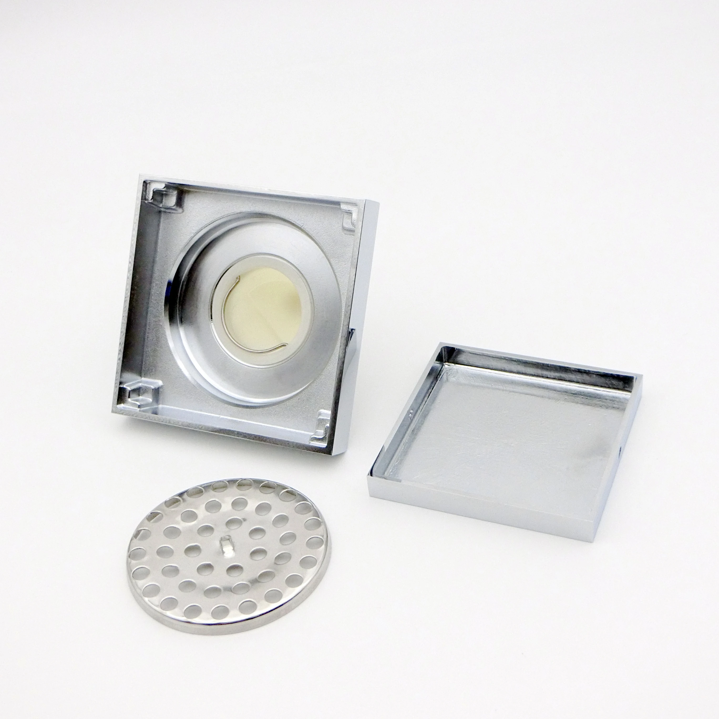 Bathroom accessories Shower Drains 100x100mm Square Chrome Brass Anti odor Floor Drain