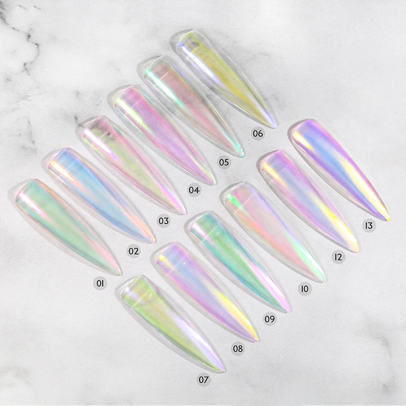 12PCS Nail Art Glitter Mirror Powder Air Cushion Pen 12Colors Magic Chrome Pigment For Decorations UV Gel Polish Dust