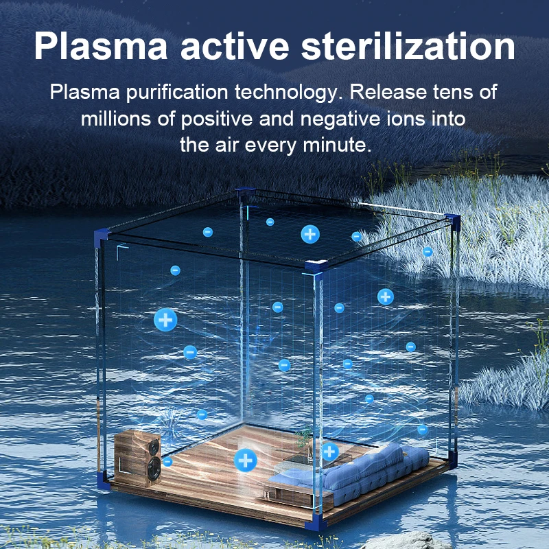 Cooling Air Humidifier With H13 HEPA UV Plasma Negative Ion Filter Wifi Smart Portable Air Conditioner