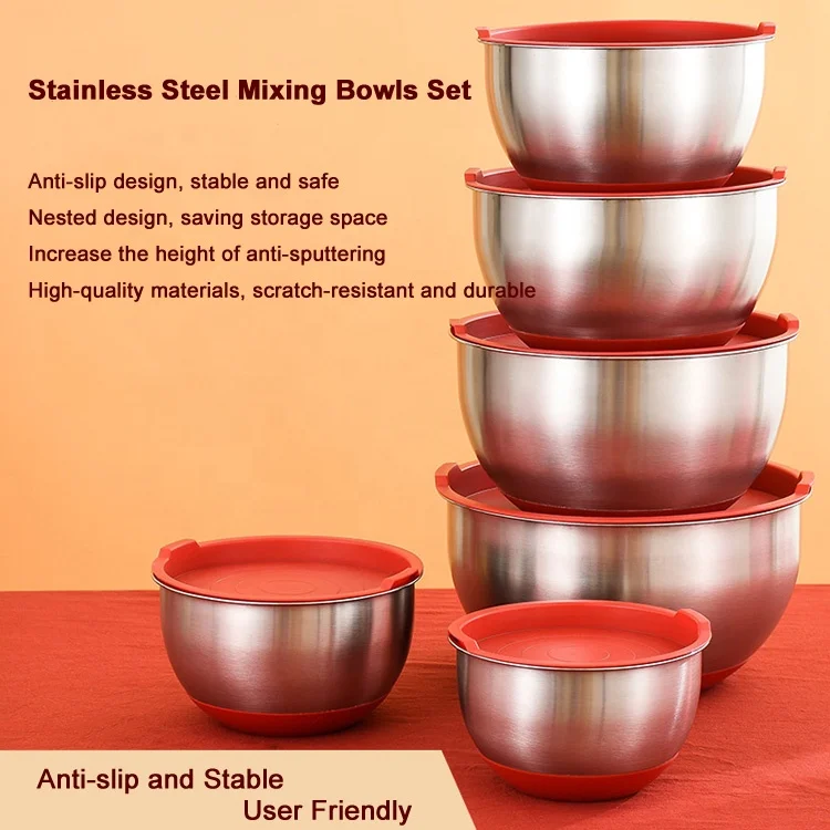 Set of 3 Pcs Best Selling Quality Seasoning Basin Stainless Steel Bowl For Fruit Salad