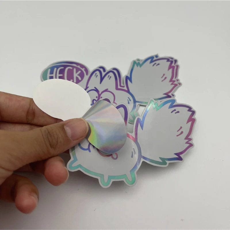 Custom Adhesive Print Company Logo Waterproof Vinyl PVC Die Cut Hologram Stickers Label