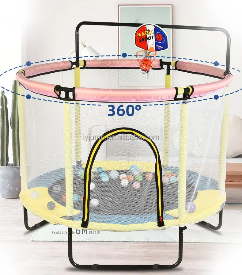 Factory Customized Kids Jumping Trampoline Outdoor Soft Child Trampoline With Safety Enclosure Net And Handle
