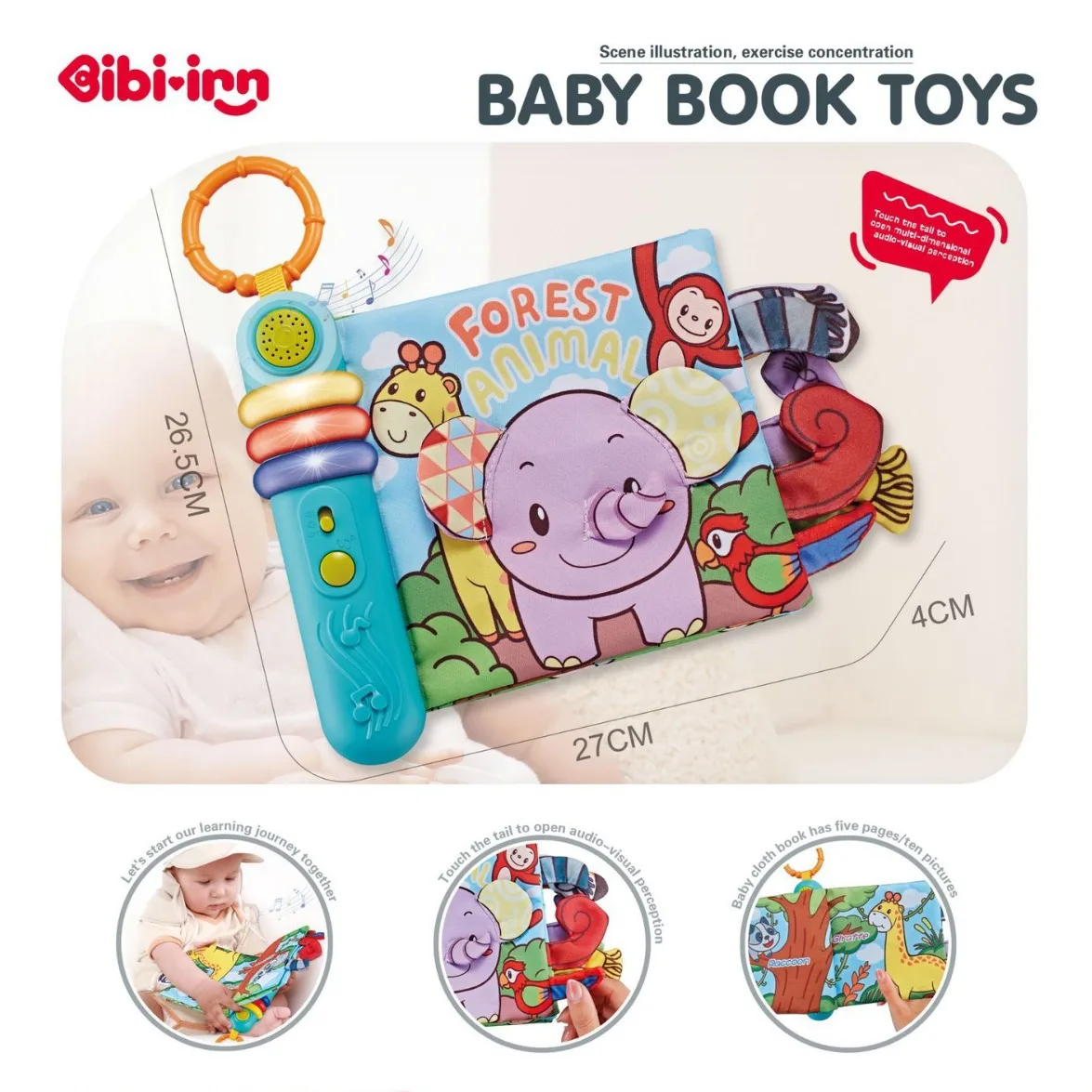 Wholesale New Arrivals Montessori Electronic Cloth Book Early Puzzle Kids Audio Hanging Book Sensory Sound of Music Toys