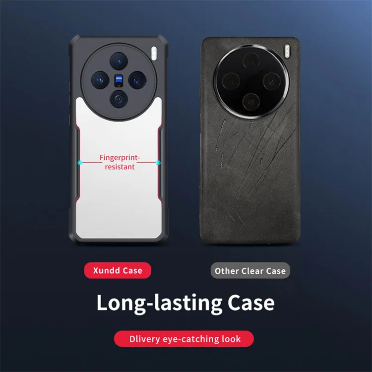 High Quality 4 Corner Anti Fall Black TPU Bumper Clear Acrylic Hard Transparent Back Cover Phone Case For Vivo X200 Pro