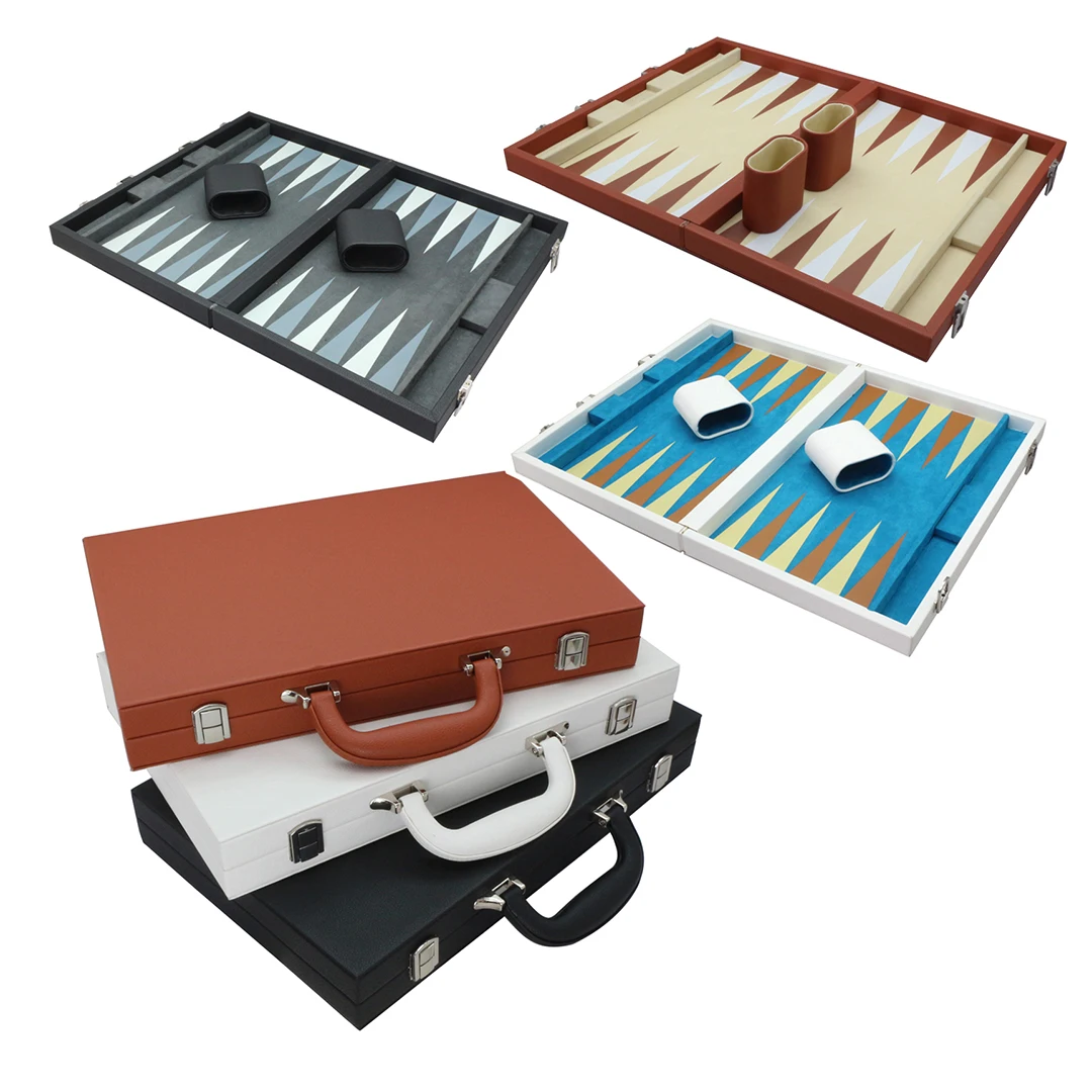 Backgammon Sets for Adults Leather - Backgammon Board Games- Travel Backgammon Set - 15 inch Board and 32 Pieces