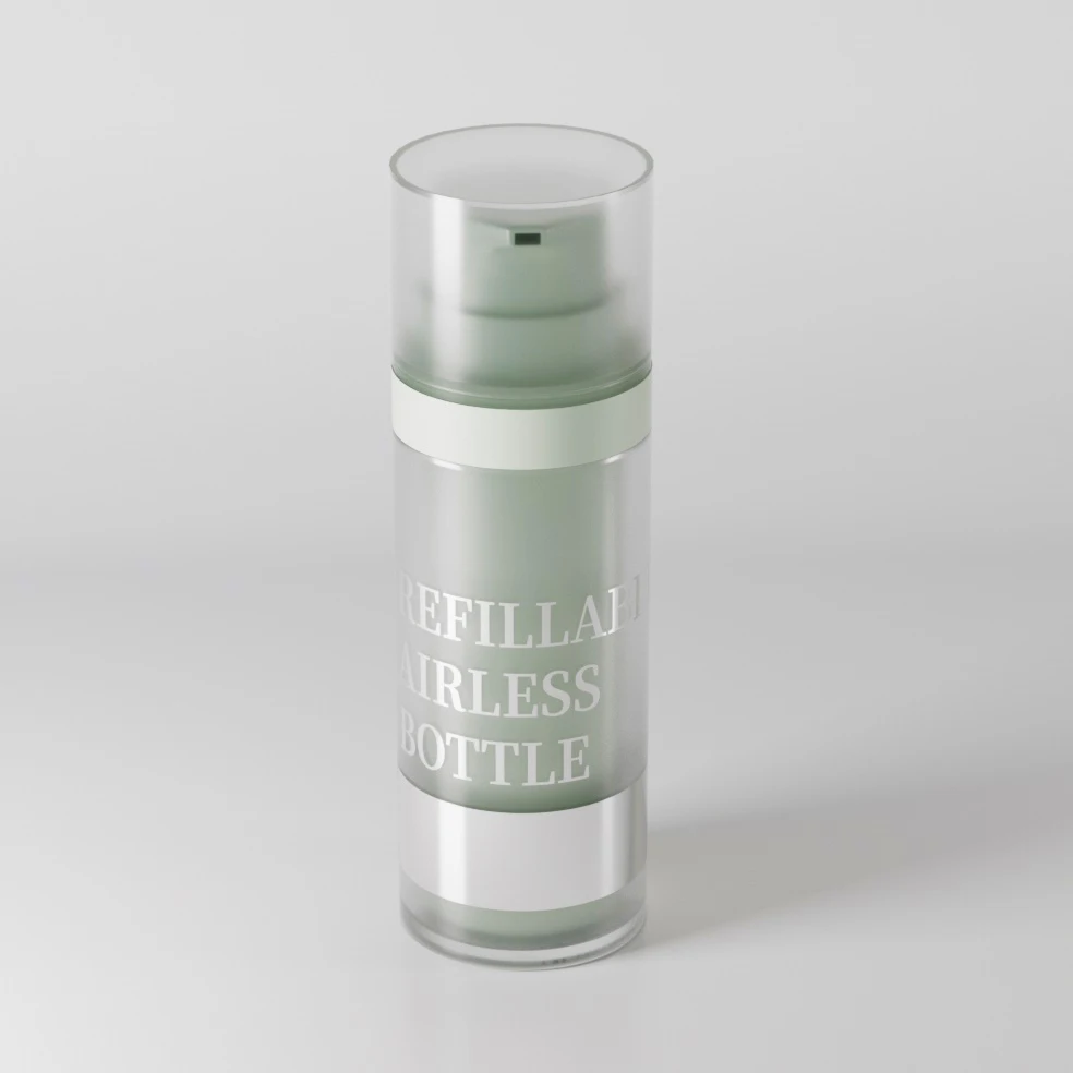 Custom Double Wall Plastic Airless Pump Bottle 50ml Green Refill Airless Bottle