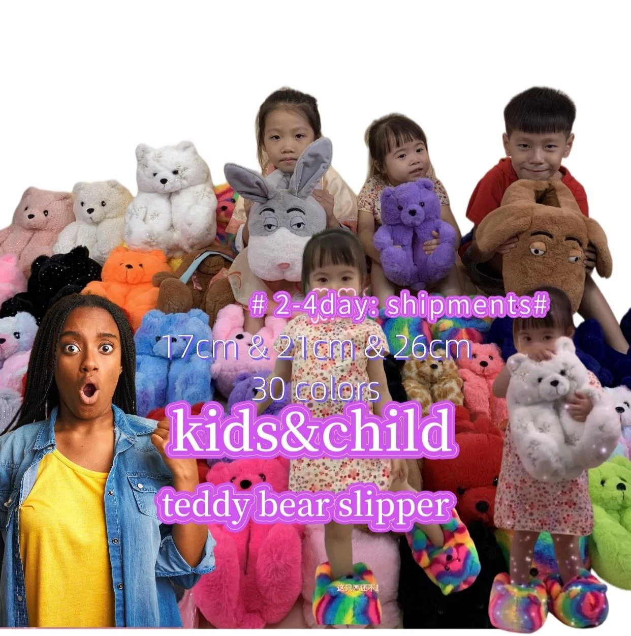 Детские новые недорогие пушистые плюшевые тапочки 2022 оптом в различных стилях домашние тапочки плюшевый мишка тапочки для женщин и детей